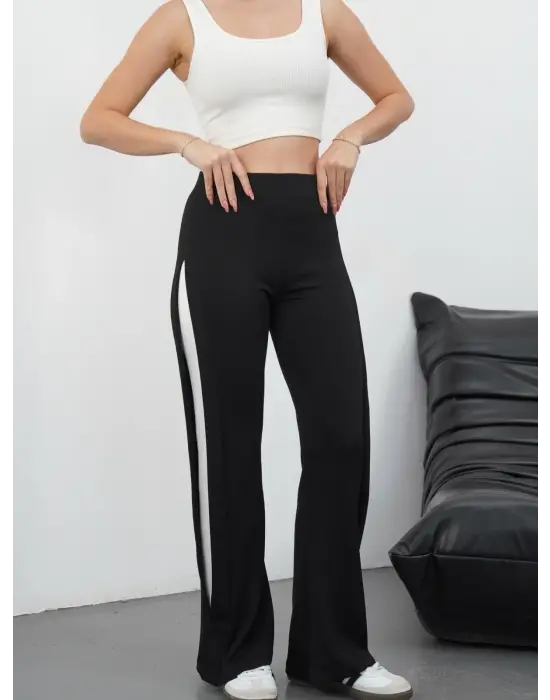 Yandan katlamalı oys pantolon siyah