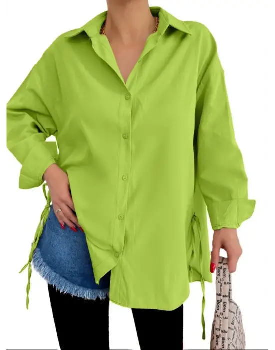 Omarı Bağcıklı Uzun Gömlek - Yenilikçi Tasarım