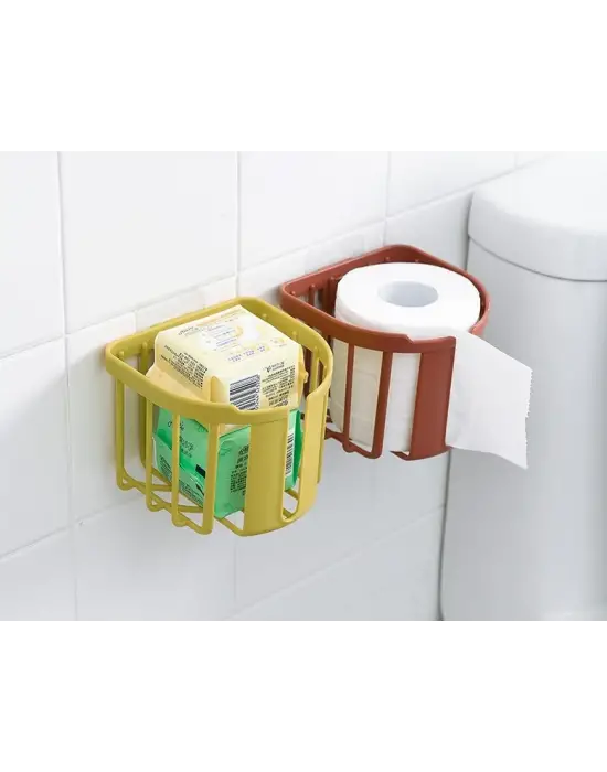 Yapışkanlı Çok Fonksiyonlu Banyo Organizeri Beyaz