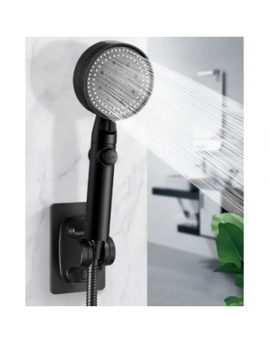 Yapışkanlı Duş Başlığı Tutucu Ayarlı Siyah