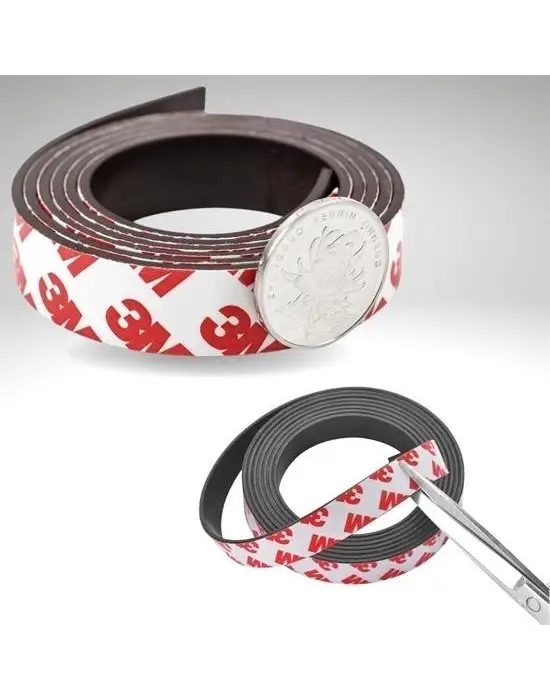 Yapışkanlı Şerit Mıknatıs Magnet Kes Kullan Güçlü Sağlam Rulo Çıkarılması Kolay Siyah 2cm x 1 mt