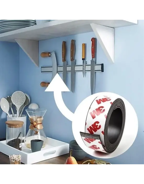 Yapışkanlı Şerit Mıknatıs Magnet Kes Kullan Güçlü Sağlam Rulo Çıkarılması Kolay Siyah 2cm x 1 mt