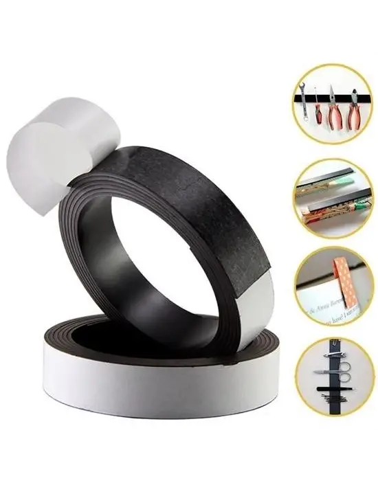 Yapışkanlı Şerit Mıknatıs Magnet Kes Kullan Güçlü Sağlam Rulo Çıkarılması Kolay Siyah 2cm x 1 mt