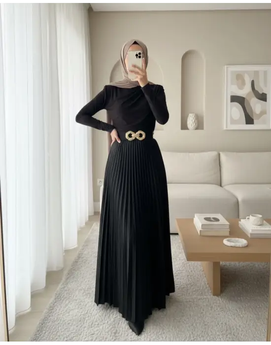 Yarım Boğaz Büzgülü Sandy Bluz       -Kahve