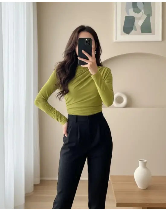 Tarz Büzgülü Sandy Bluz