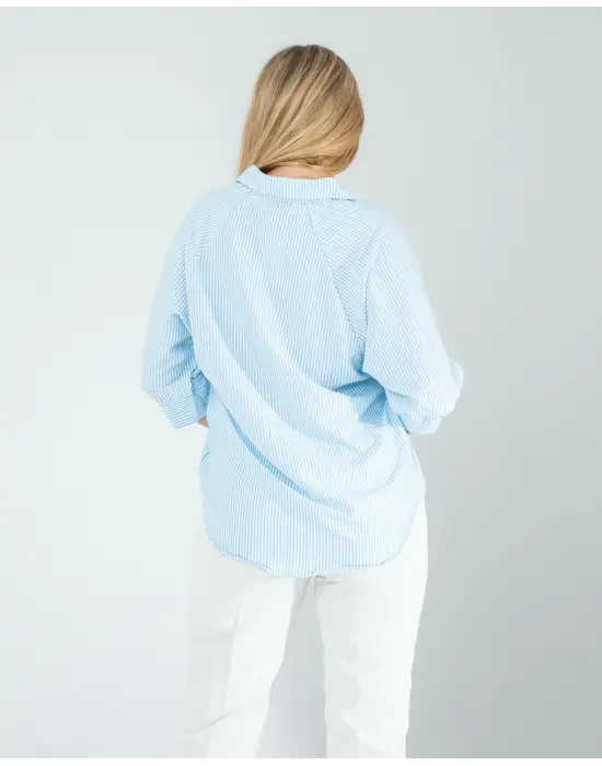 Modern Çizgili Beyaz Gömlek