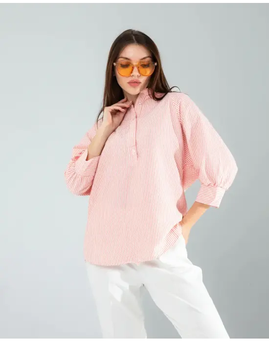 Çizgili Beyaz Gömlek