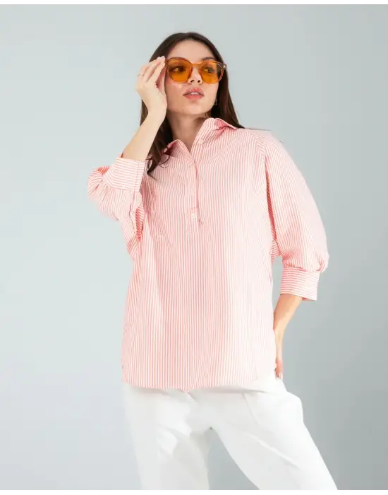 Çizgili Beyaz Gömlek