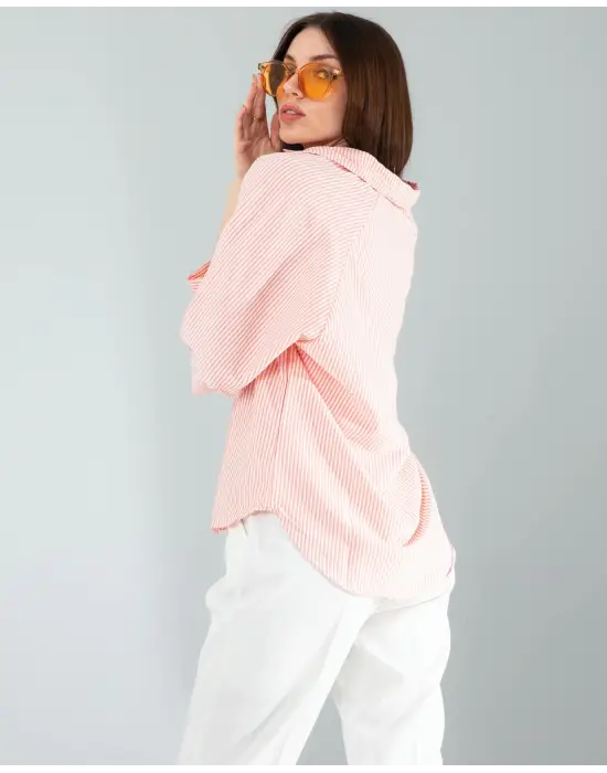 Çizgili Beyaz Gömlek