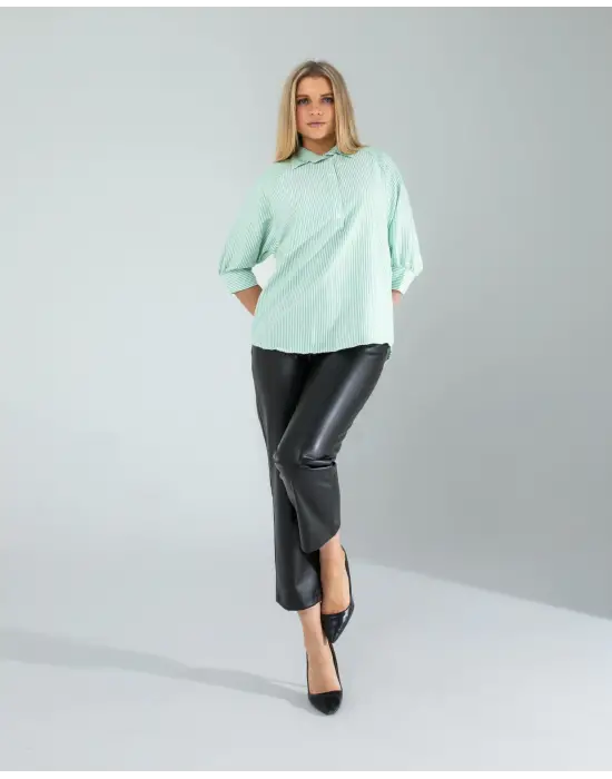 Modern Çizgili Beyaz Gömlek