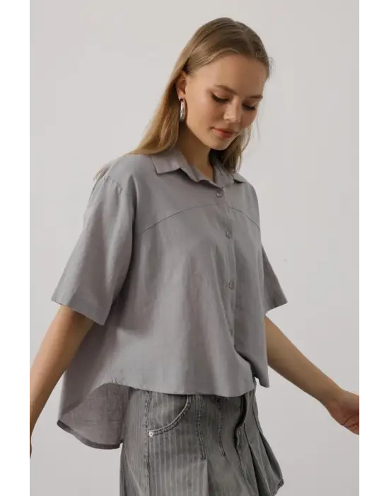 Yarım Kol Gömlek - Gri