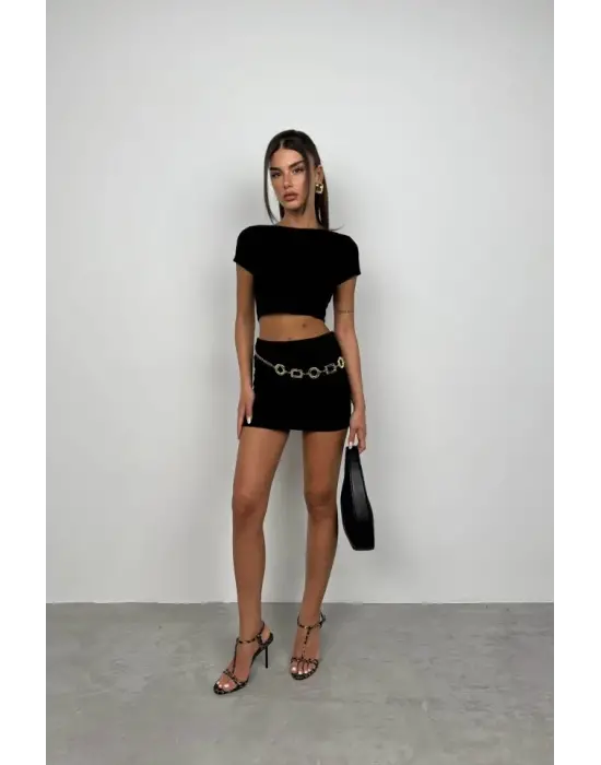 Omarı Yarım Kol Tek Parça T-Shirt