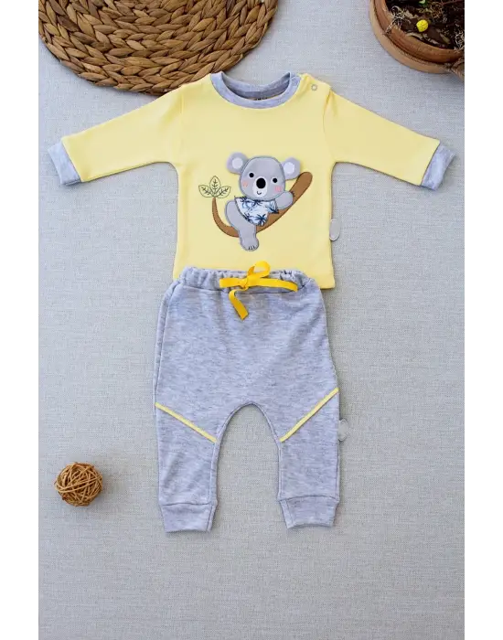 Omarı Yavru Koala Nakışlı Uzun Kollu Bebek Sweat Takımı