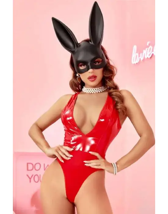 Omarı Kırmızı Babydoll Fantezi Kıyafet - Erotik Harness Model