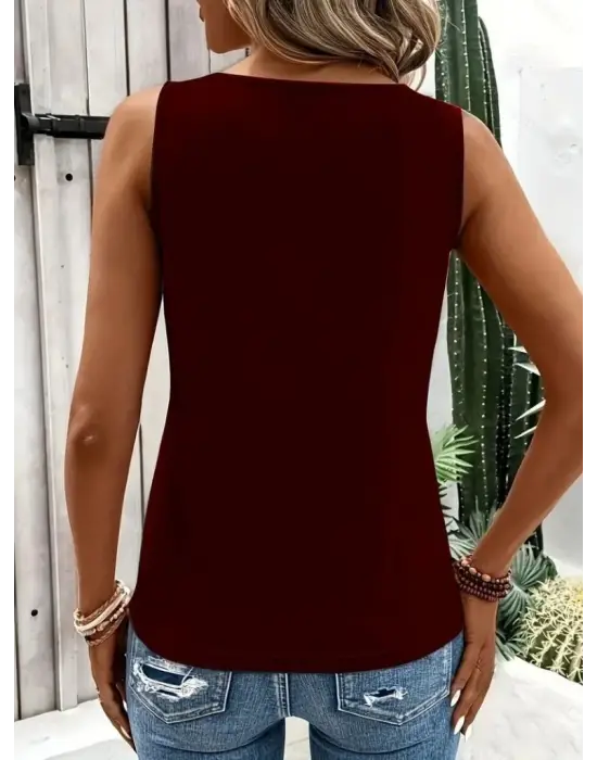 Omarı Halka Detaylı Askılı Viskon Bluz