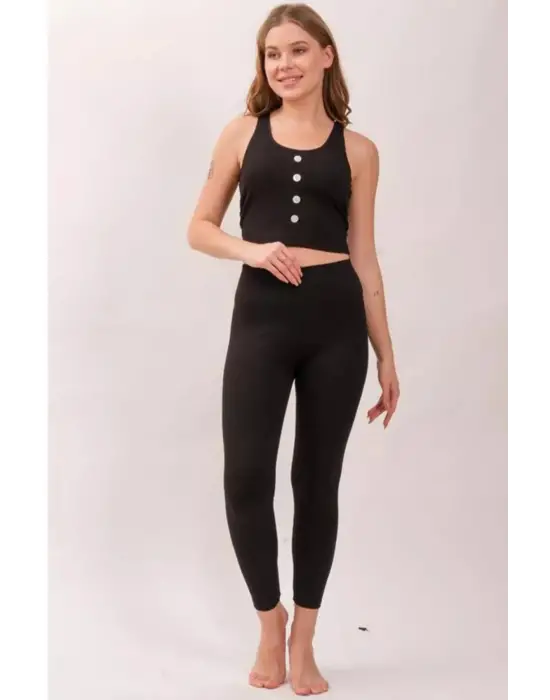 Omarı Yaz Aylarının Favorisi Siyah Yüksek Bel Kadın Tayt