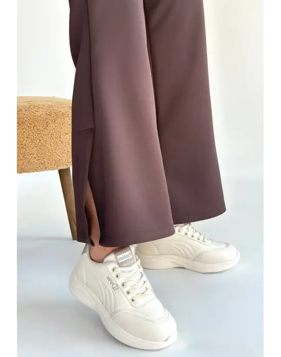 Yejja Bej Cilt Bağcıklı Spor Ayakkabı