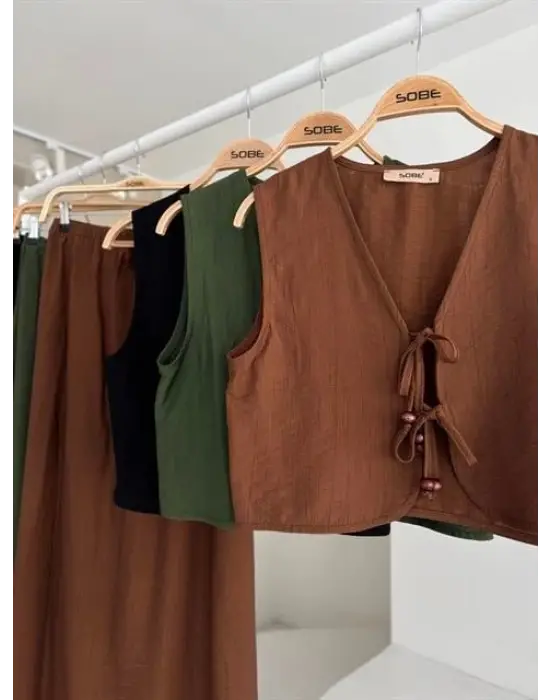 Yelek Önden Bağlamalı Uzun Etekli Takım 10192