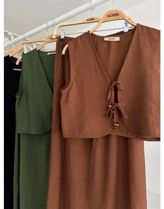 Yelek Önden Bağlamalı Uzun Etekli Takım 10192