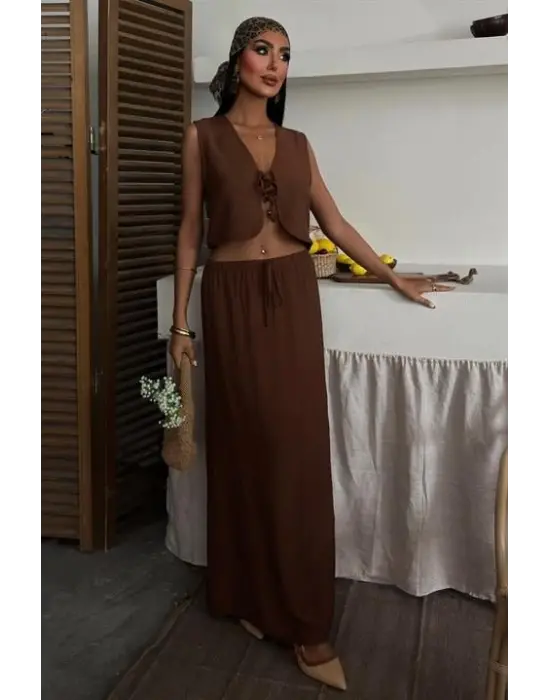 Yelek Önden Bağlamalı Uzun Etekli Takım 10192