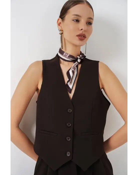 Yelek Pantolon İkili Takım 30091 - Kahverengi