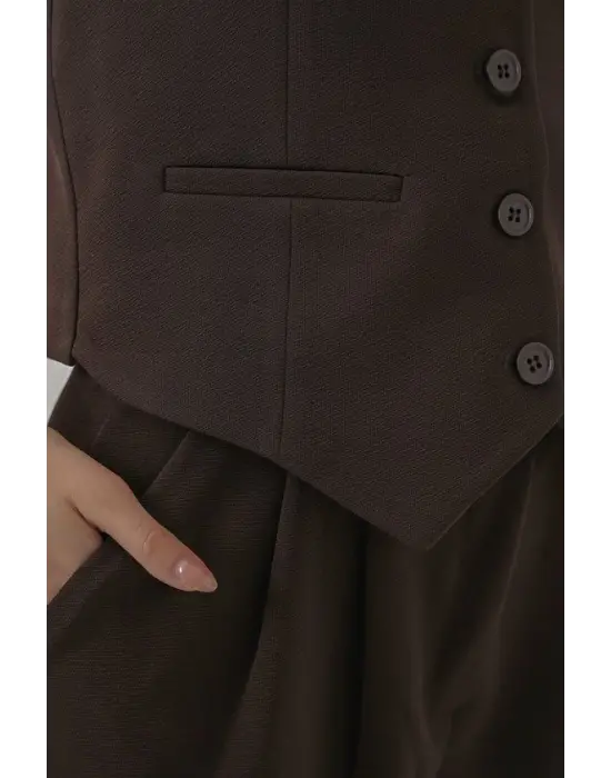 Yelek Pantolon İkili Takım 30091 - Kahverengi