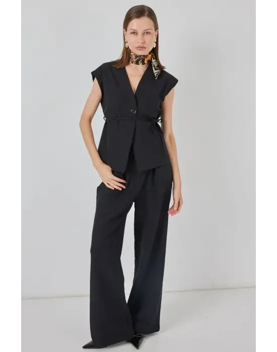 Yelek Pantolon Kumaş Takım 30050 - Siyah