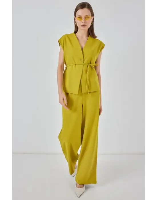 Yelek Pantolon Kumaş Takım 30050 - Yağ Yeşil