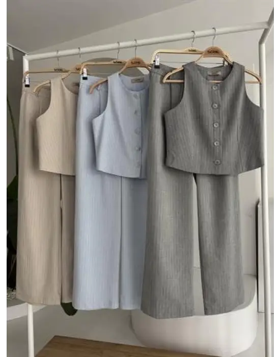 Omarı Çizgili Flamlı Poliviscon Takım