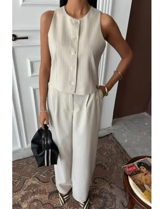 Omarı Çizgili Flamlı Poliviscon Takım