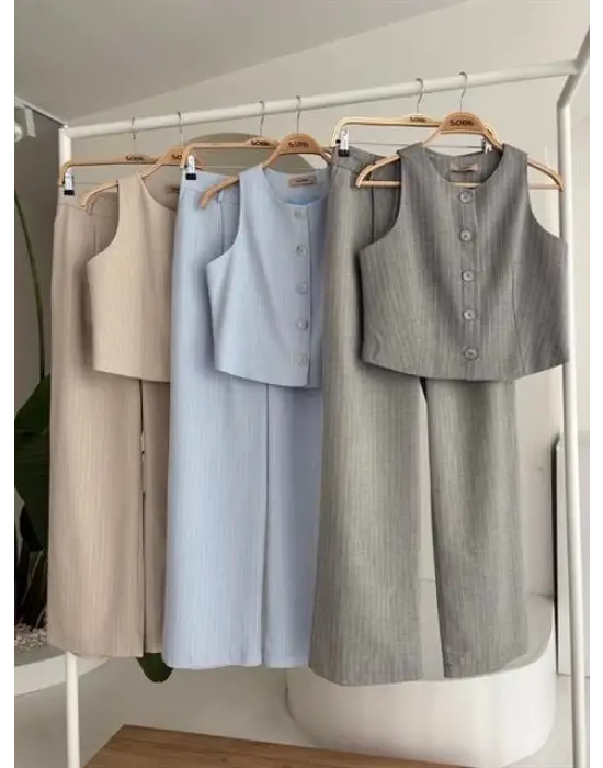 Omarı Çizgili Flamlı Poliviscon Takım