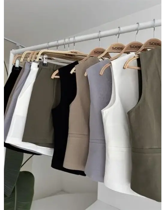 Yelek Şort Flamlı Keten Takım 10133-17