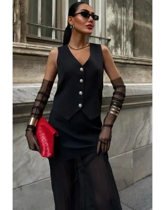 Yelek Ve Pilise Etekli Premium Takım 10096