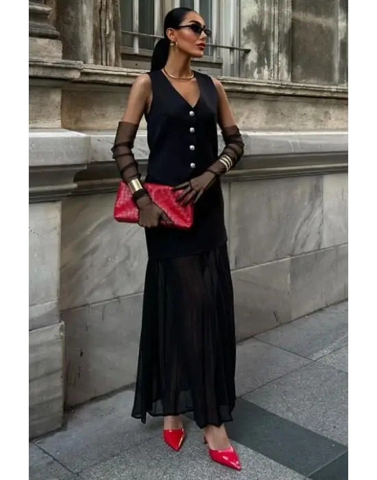 Yelek Ve Pilise Etekli Premium Takım 10096