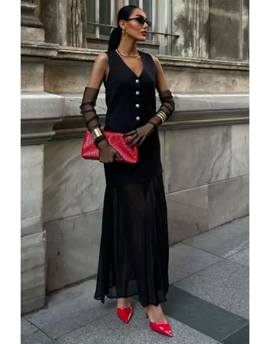 Yelek Ve Pilise Etekli Premium Takım 10096