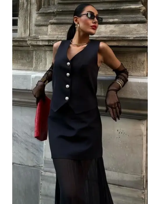 Yelek Ve Pilise Etekli Premium Takım 10096