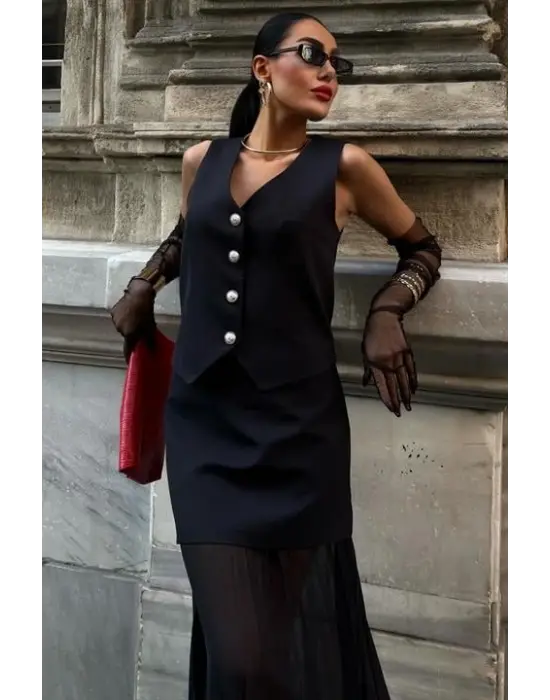 Yelek Ve Pilise Etekli Premium Takım 10096