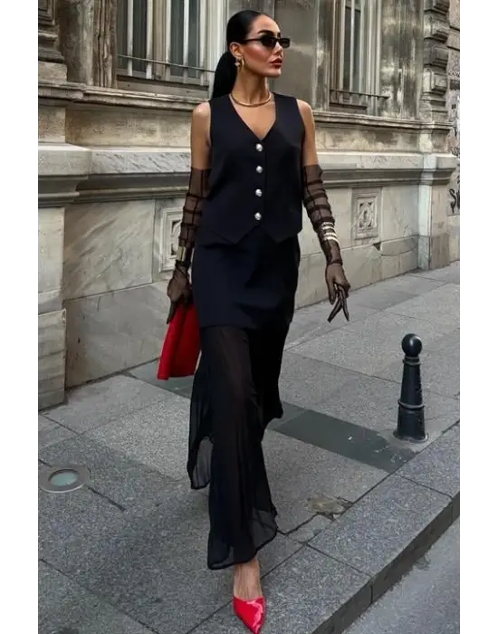 Yelek Ve Pilise Etekli Premium Takım 10096