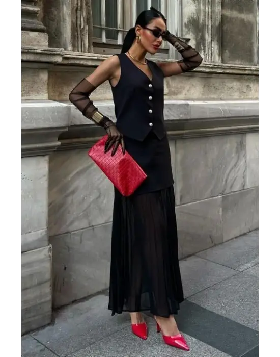 Yelek Ve Pilise Etekli Premium Takım 10096