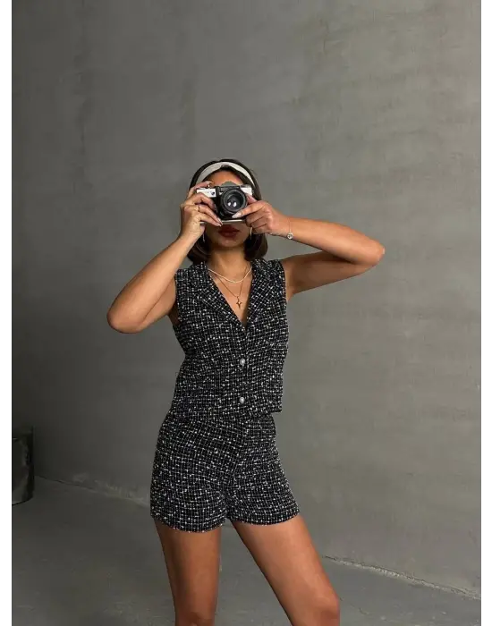 Şık Yelekli Şort Takım