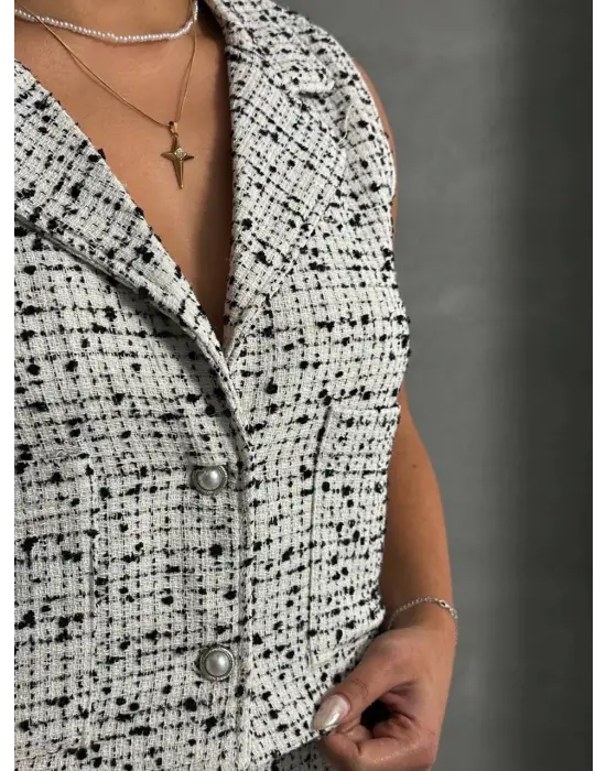 Omarı Şık Yelekli Şort Takımı