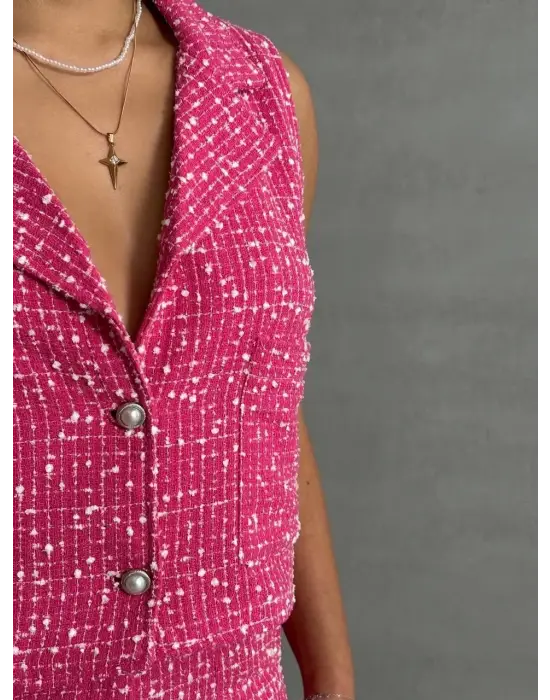 Omarı Şık ve Rahat Pembe Yelekli Şort Takımı