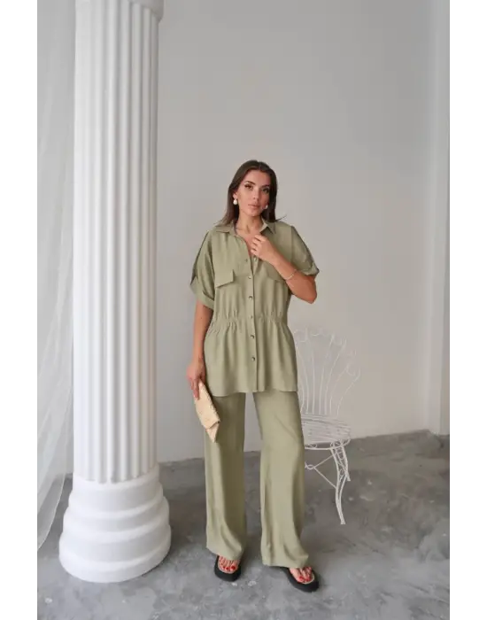 Omarı Hafif Keten Takım - Yeşil