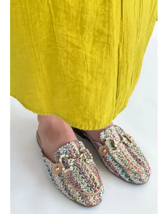 Yenda Renkli Dokumalı Terlik