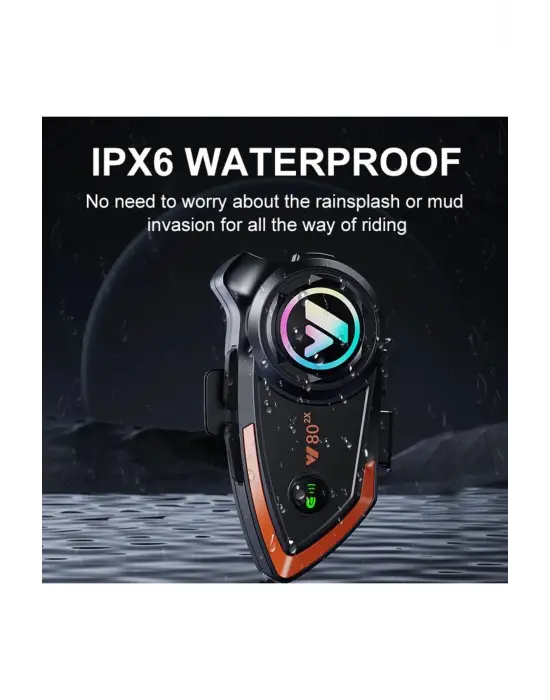 Yeni Model Y80-2x Motosiklet İntercom 2 Kişilik Bağlantı Rgb Işıklı Bluetooth Kulaklık Seti