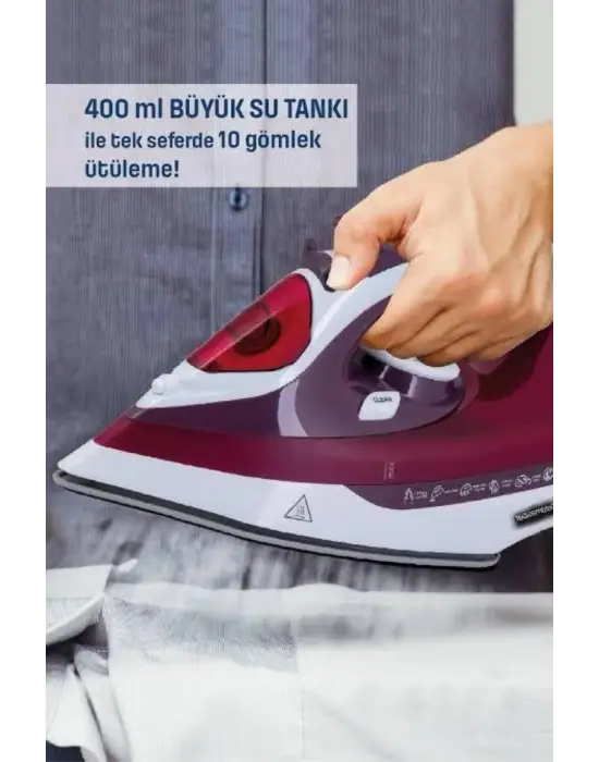 Yeni Nesil Kırmızı Buharlı Ütü 2200 Watt Seramik Tabanlı Yüksek Buhar Gücü