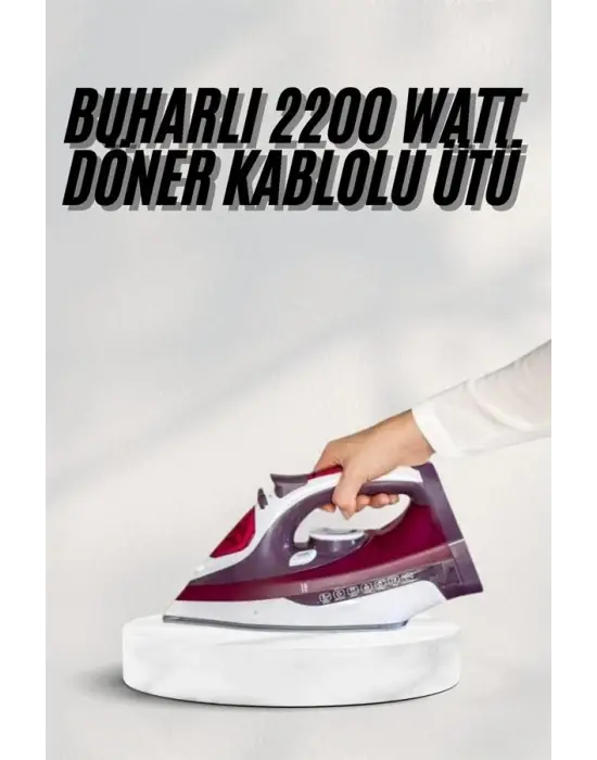 Yeni Nesil Kırmızı Buharlı Ütü 2200 Watt Seramik Tabanlı Yüksek Buhar Gücü