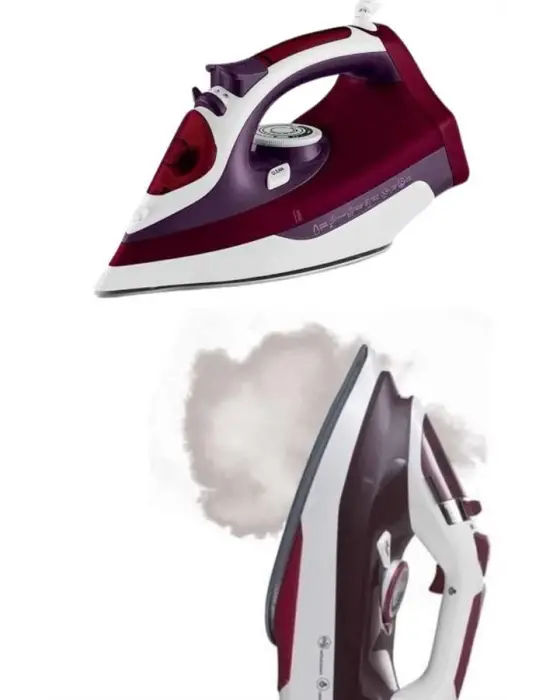 Yeni Nesil Kırmızı Buharlı Ütü 2200 Watt Seramik Tabanlı Yüksek Buhar Gücü