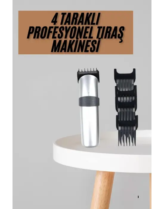 Yeni Nesil Profesyonel Şarjlı Saç Sakal Tıraş Makinesi Ayarlanabilir 4 Taraklı