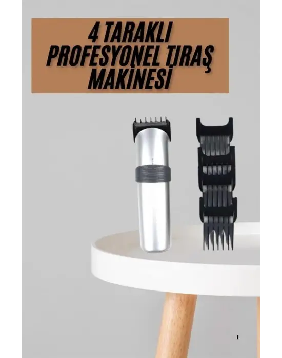 Yeni Nesil Profesyonel Şarjlı Saç Sakal Tıraş Makinesi Ayarlanabilir 4 Taraklı
